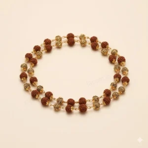 Premium Mukhi Rudraksha Mala with Gold-Plated Designer Beads